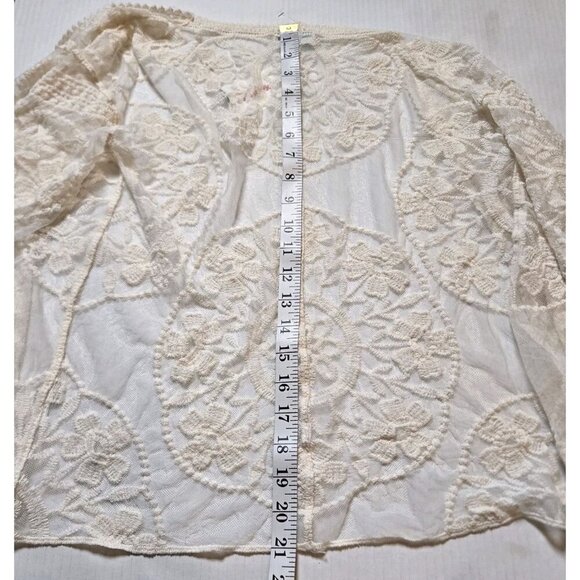 Rebellion Again Floral Lace Mesh Cardigan Blouse Embroidered Ivory Medium Womens - Picture 4 of 8